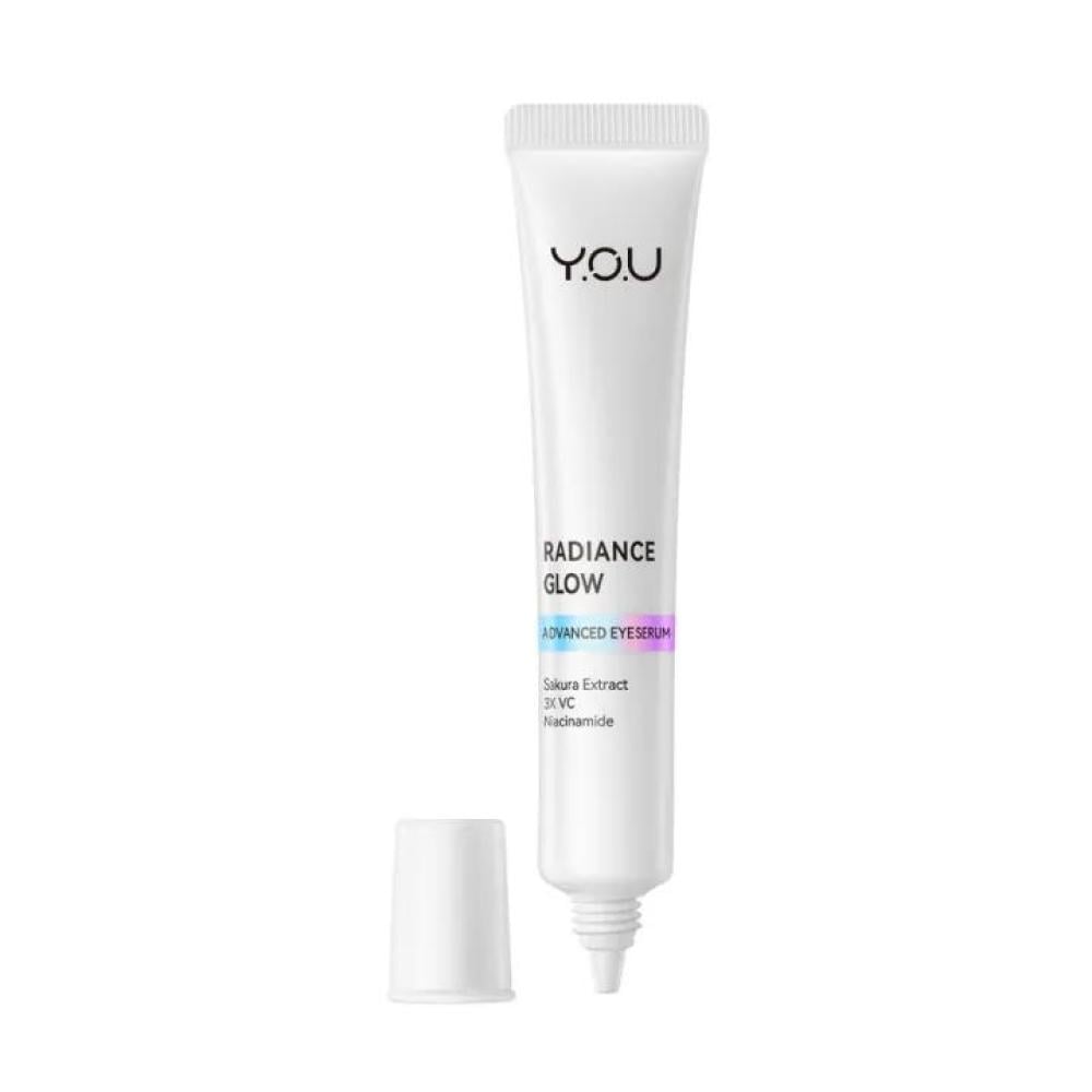 سيروم العيون المتطور Radiance Glow مع ملمس مصل خفيف الوزن، مدعم بفيتامين C 3X، والنياسيناميد، ومستخلص ساكورا، والكولاجين، والببتيدات