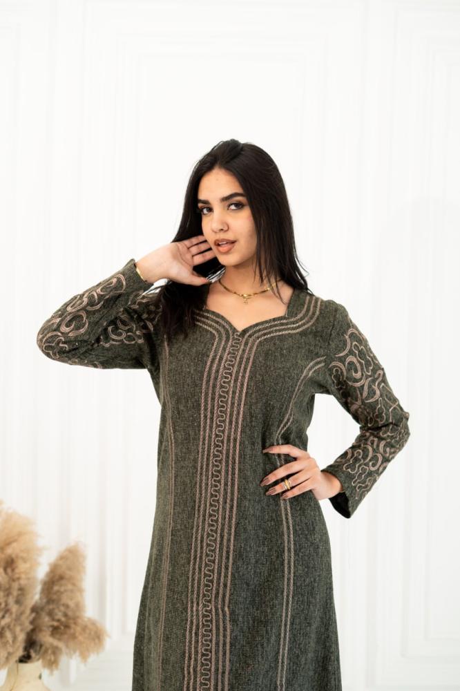 جلابية صوف طبي مطرزة تطريز ذهبي A -192