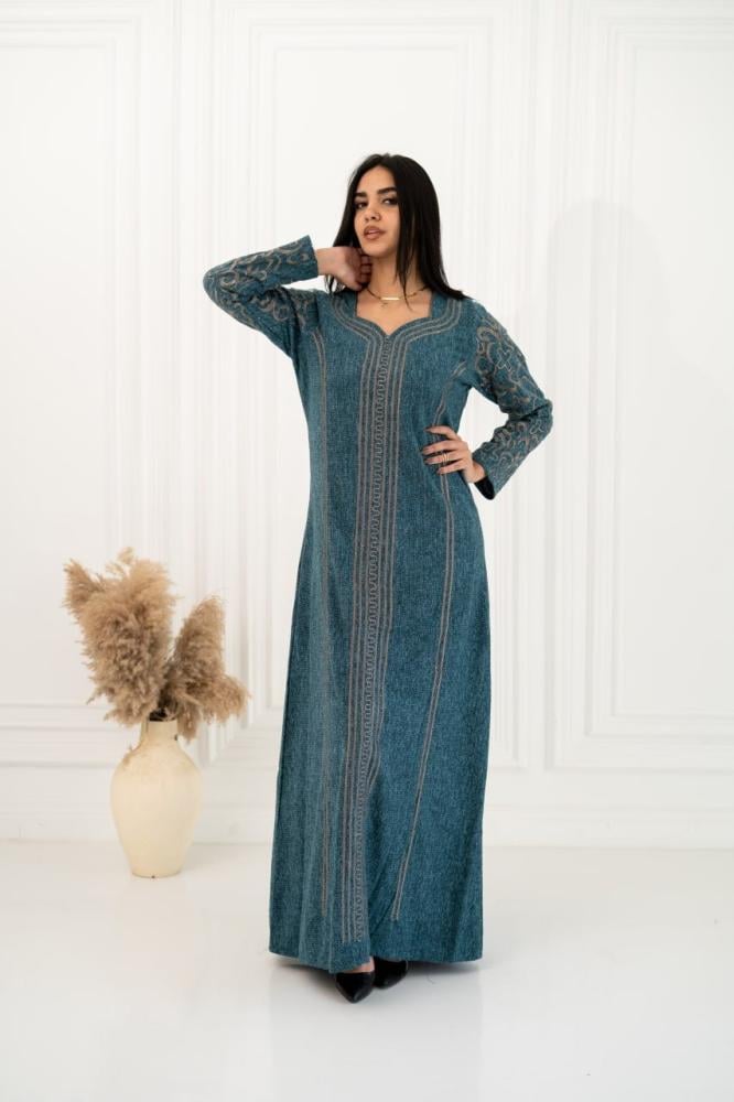 جلابية صوف طبي مطرزة تطريز ذهبي A -192