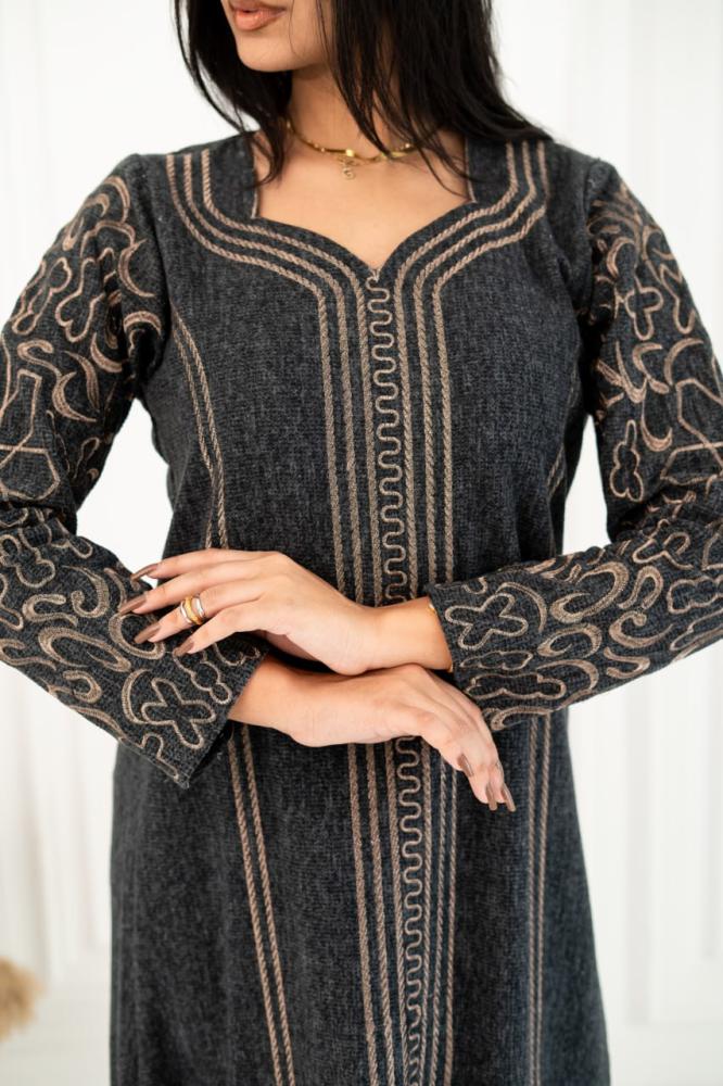 جلابية صوف طبي مطرزة تطريز ذهبي A -192