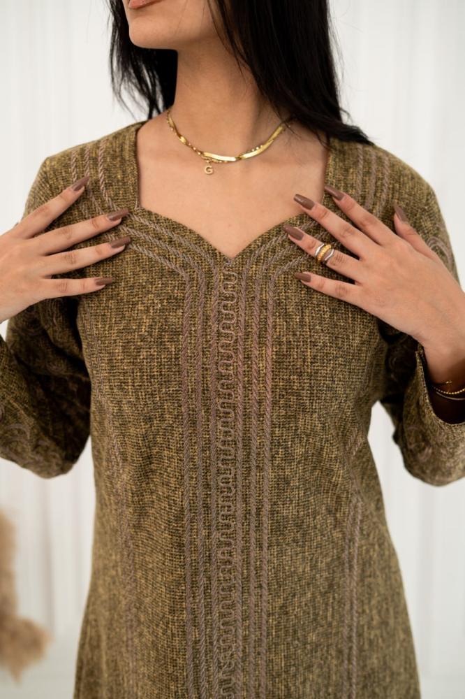 جلابية صوف طبي مطرزة تطريز ذهبي A -192