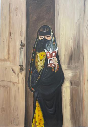 لوحة بنت نجد مقاس اللوحه 100*70سم