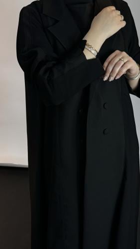 بليزر كلوش بقماشين اسود+ قطعه داخليه لتغطية فتحة ا...