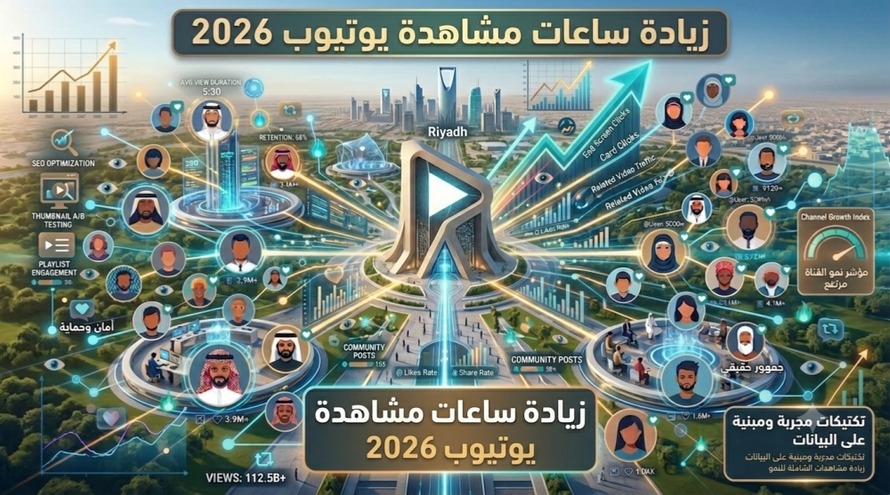 زيادة ساعات مشاهدة يوتيوب 2026 — ادعم قناتك نحو التحقيق بأمان