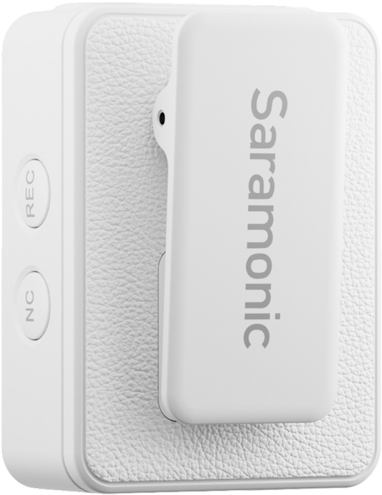 سارامونيك - ميكروفون لاسلكي 02 Ultra ثنائي القناة مع رمز زمني واحترافي بجودة 32-bit float - ابيض