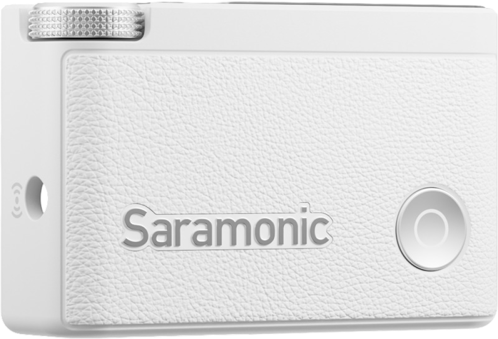 سارامونيك - ميكروفون لاسلكي 02 Ultra ثنائي القناة مع رمز زمني واحترافي بجودة 32-bit float - ابيض