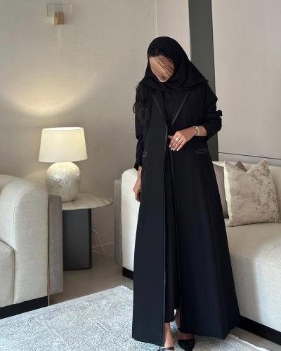 عباية بليزر مبطن كتان اسود