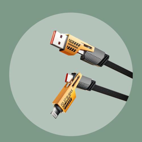 كابل شحن سريع 6A Type-C مع محول 4 في 1 بقوة 65 واط