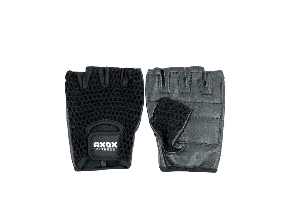 Axox Fitness Leather Fitness Gloves -Multisize | Black | S-XL