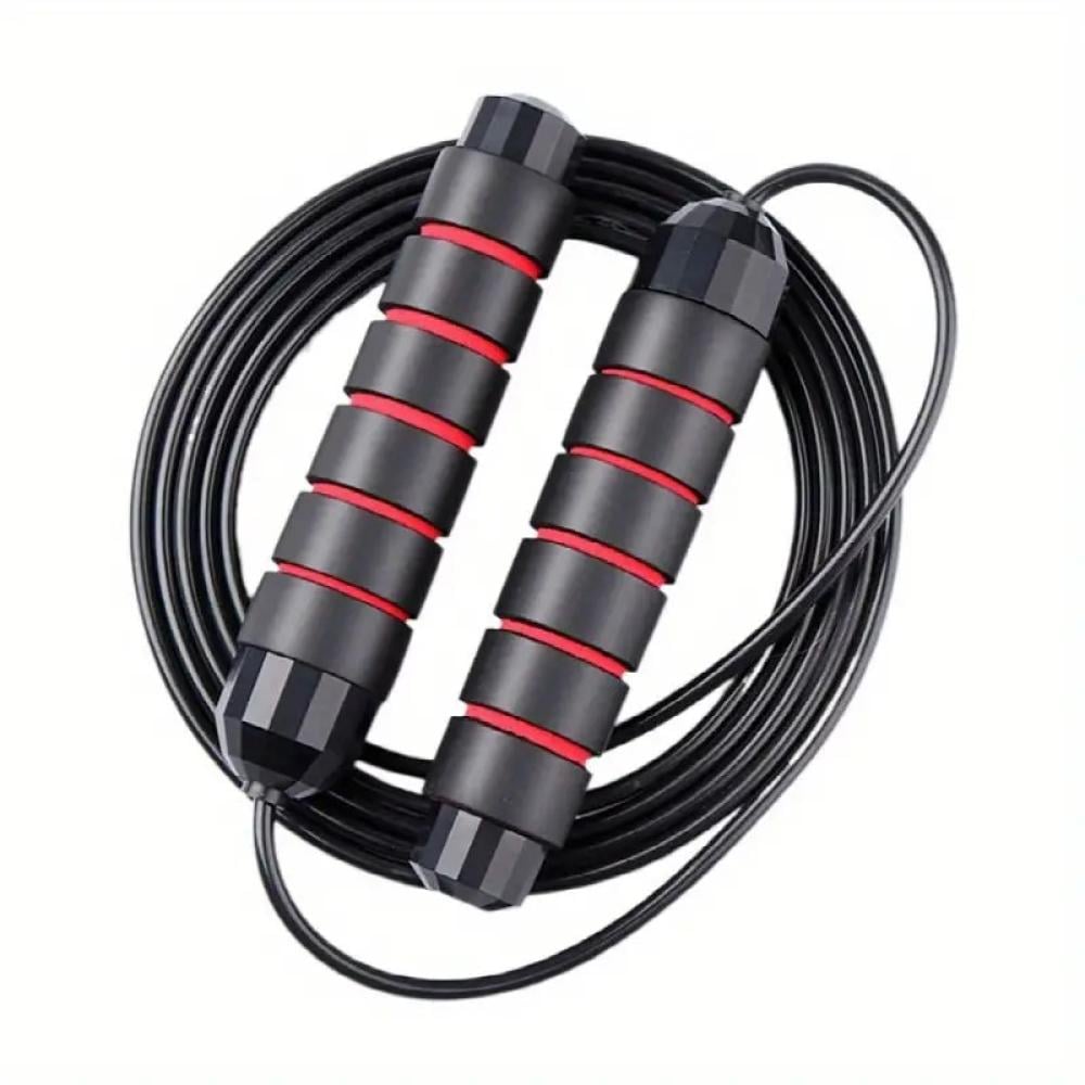Speed Jump Rope with Weighted Memory Foam Handles - 1 Pack Adjustable PVC Skipping Rope with Flexible Ball Bearings for Aerobic Exercise, Fitness Training, and Weight Loss - Suitable for Ages 14+