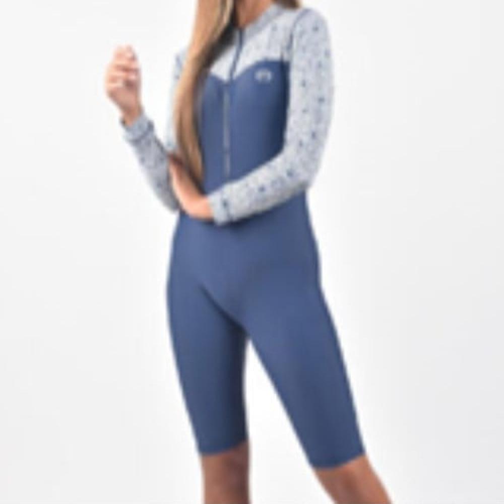 Made in UK, Modestly Active Swimwear, Long Sleeve/ Short Leg All-in-One Swimwear Suit JNR-HOL-1017