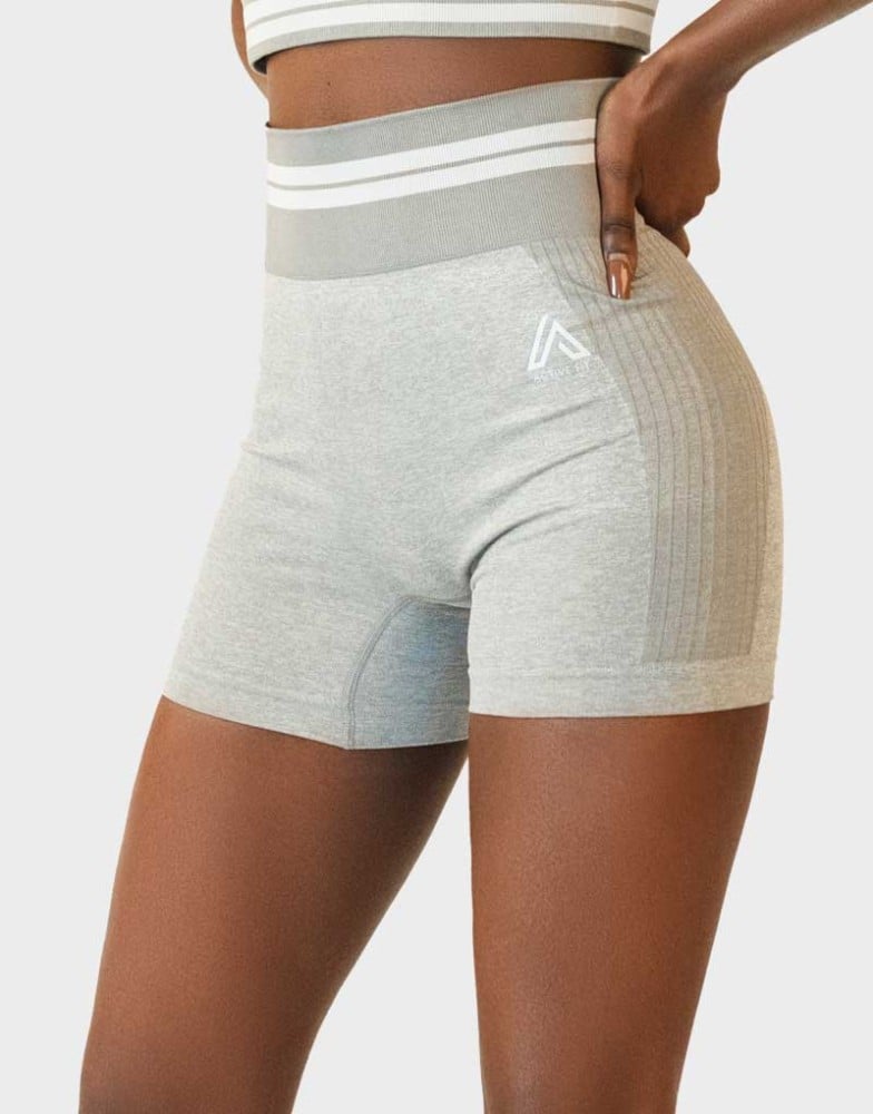 Made in UK, Brand: Active Fit Gym wear-Shorts Grey White Stripe-HAL6409
