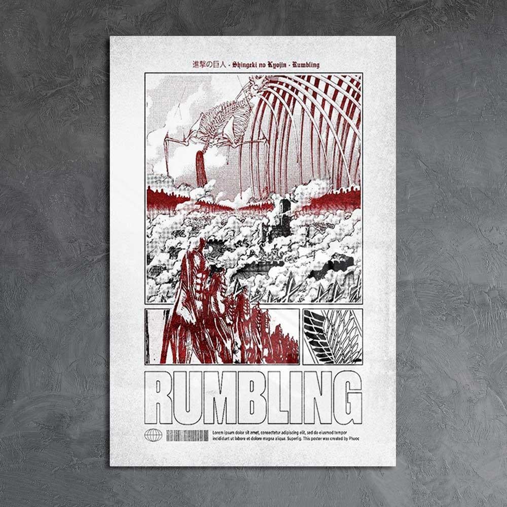 لوحة معدنية | بوستر الهزيم: شعار "RUMBLING"