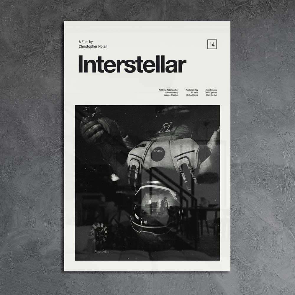 لوحة معدنية | بوستر Interstellar: رائد فضاء بخوذة تعكس الفضاء