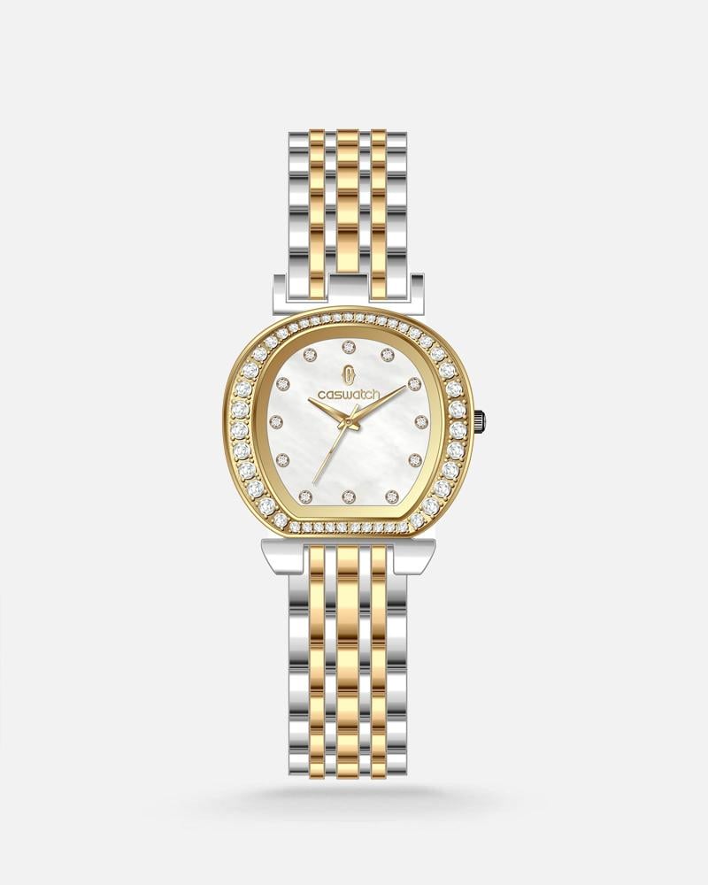 ساعة نسائية ستيل بلون فضي وذهبي