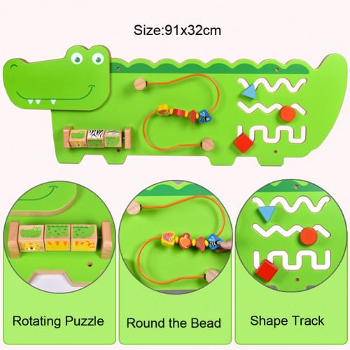 لعبة حائط خشبية متعددة الوظائف - التمساح بمقاس 91x...
