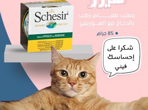 معلب شيزر اكل رطب بالدجاج والسورمي 85جرام