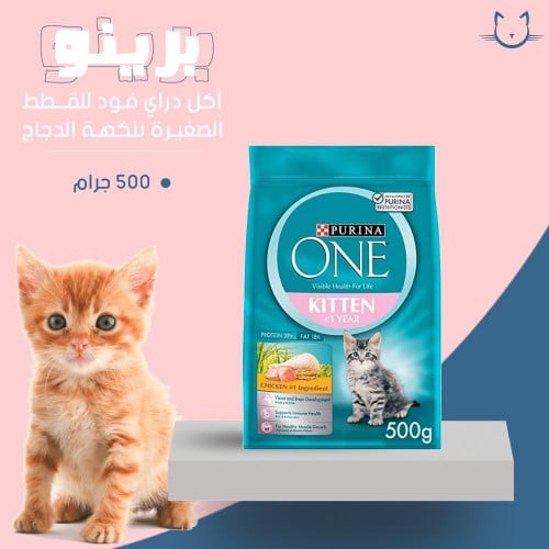 بورينا اكل جاف للقطط الصغيره بنكه الدجاج 500 جرام