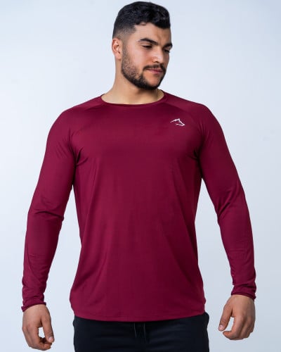 Mens Training Long Sleeve Shirt - Dark Red