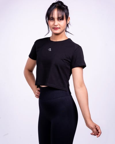 PREMIUM 23" CROP TOP- BLACK