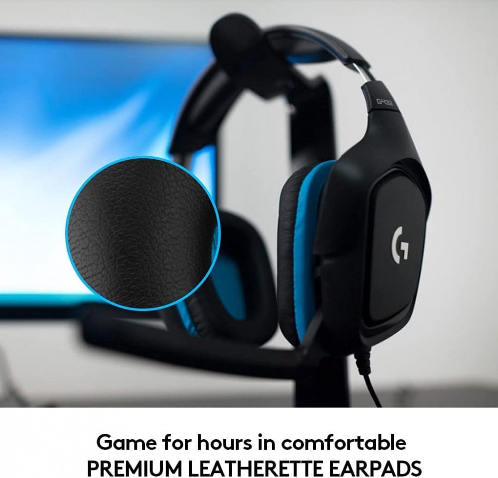 Logitech Wired Gaming 7.1 Surround Sound, DTS Headphone:X Flip-to-Mute Mic, PC (Leatherette) Black/Blue سماعة احترافية - PC Store بي سي ستور