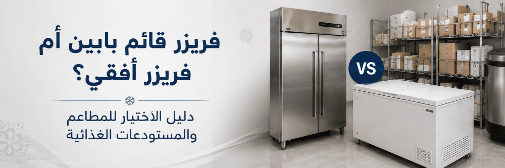 فريزر قائم بابين أم فريزر أفقي؟ دليل الاختيار للمطاعم والمستودعات الغذائية
