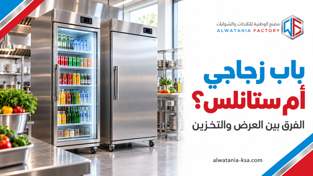 ثلاجة باب زجاجي أم ستانلس؟ الفرق بين العرض والتخزين في المطاعم