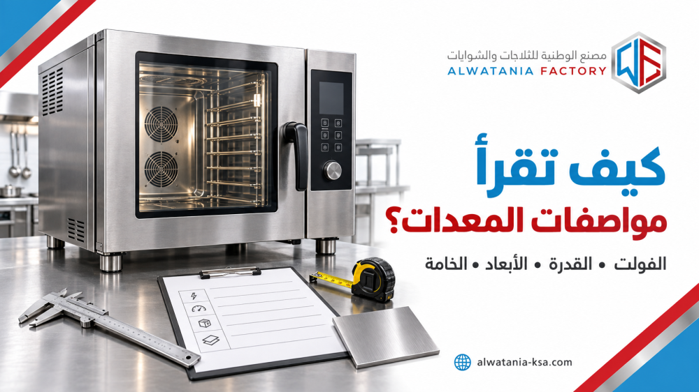 كيف تقرأ مواصفات معدات المطاعم قبل الشراء؟ دليل الفولت والقدرة والأبعاد والخامة