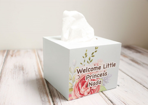 علبة منديل مربعه - Welcome little princess