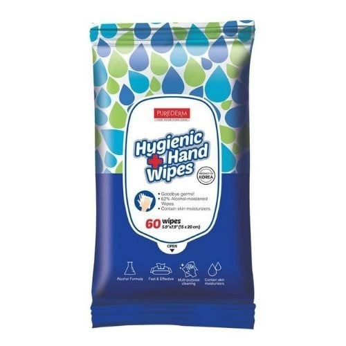 بيورديرم 60مناديل الايدي معقمه ومرطبه - متجر العناية الذهبية