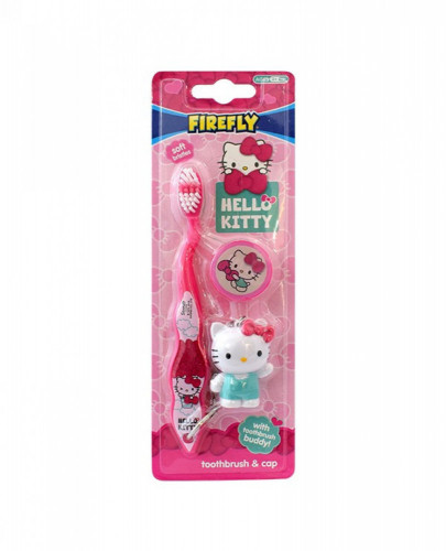 فريش فايرفلاي طقم فرشاة أسنان هلو كيتي باللون الوردي مع الأصدقاء