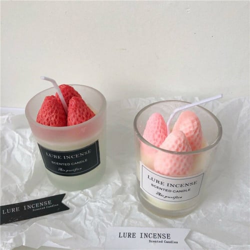 شمعة يدوية الصنع سوفليه الفراولة - متجر العناية الذهبية