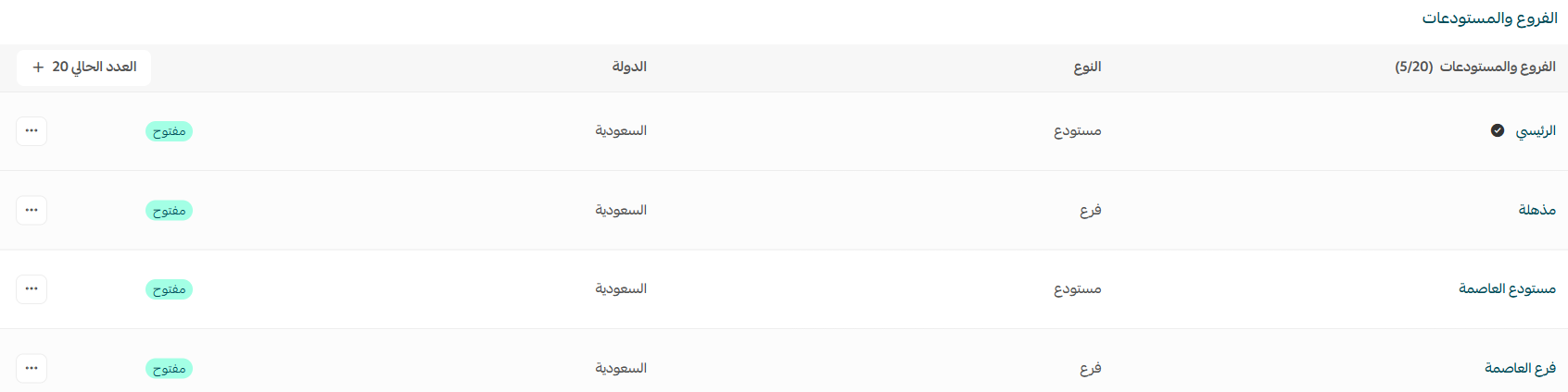 إضافة وإدارة الفروع والمستودعات