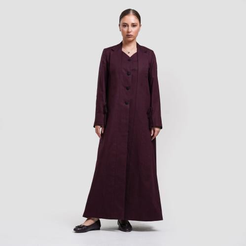 Eyelet Detail Coat-style in Burgundy