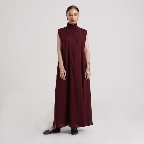 High neck Detailed Cotton Dress