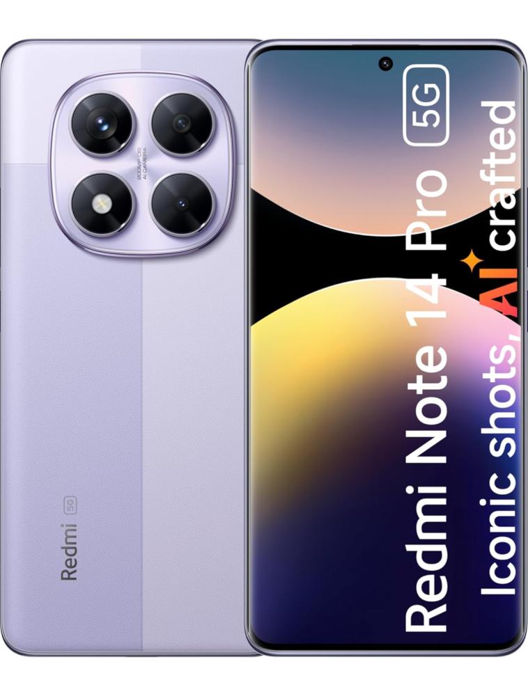Redmi Note 14 Pro 5G dual SIM in lavender purple color with 12GB
