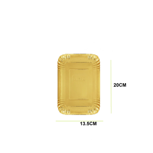 صحن ورقي ذهبي مستطيل الطول 20 سم العرض13.5 سم