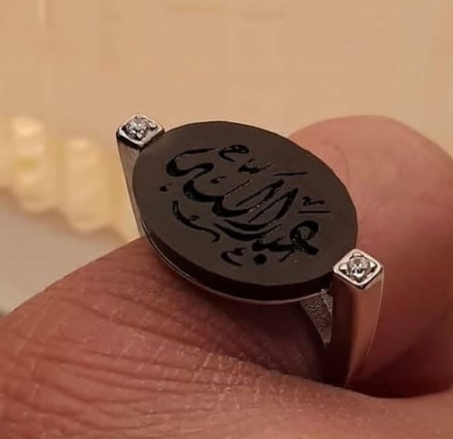 خاتم رجالي حجر اسود مطفي
