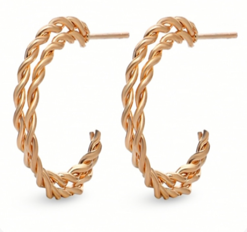 أقراط مبرومة - ذهبي