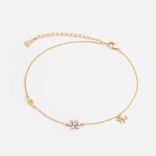 ‎ خلخال نسائي ذهبي مرصع بفصوص الزركون البراقة