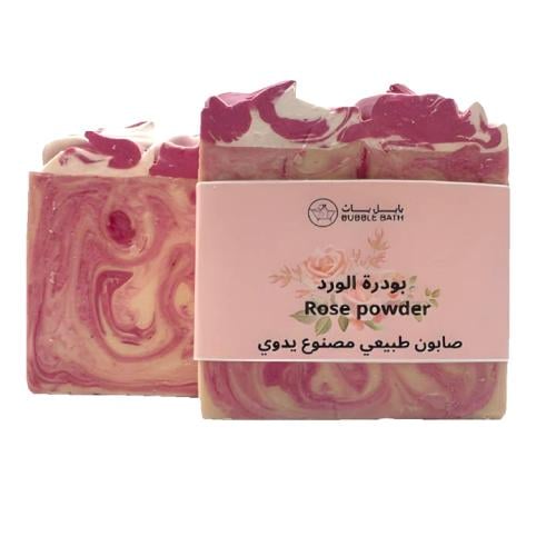 صابون طبيعي عطري برائحة بودرة الورد _مع زيت اللوز...