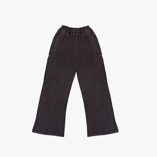 Wide Washed Black Cotton Pants