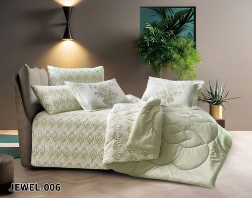 مفرش شتوي مخمل نفرين 6 قطع حشوة ثابتة JEWEL-006