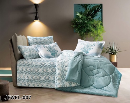 مفرش شتوي مخمل نفرين 6 قطع حشوة ثابتة JEWEL-006
