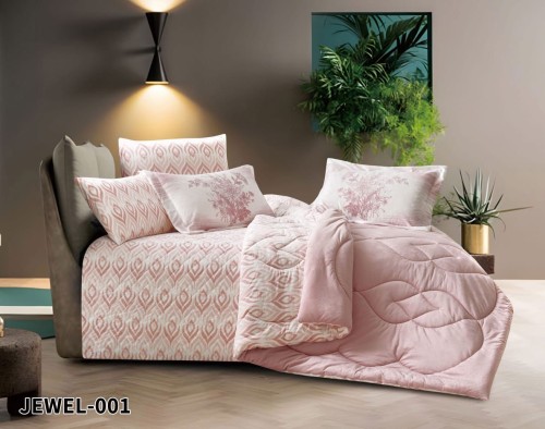 مفرش شتوي مخمل نفرين 6 قطع حشوة ثابتة JEWEL-006