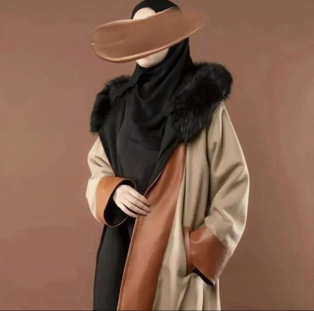 فروه شتوي وجهين دبل فيس نسائي مع فرو