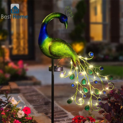 طائر الطاووس المضيء بالطاقة الشمسية زينة مضيئة للحدائق