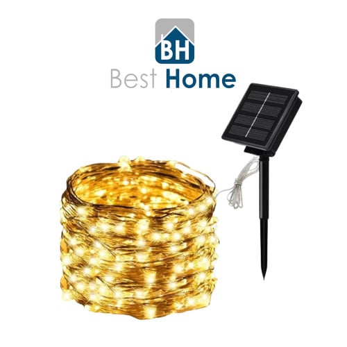 سلاسل زينه لون اصفر بالطاقة الشمسية 200 LED