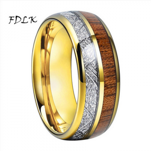 خاتم رجالي راقي  ستانليس ستيل الأسود الذهب