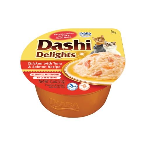 اينابا داشي ديلايت اكواب الدجاج مع التونا والسالمون Inaba 70g
